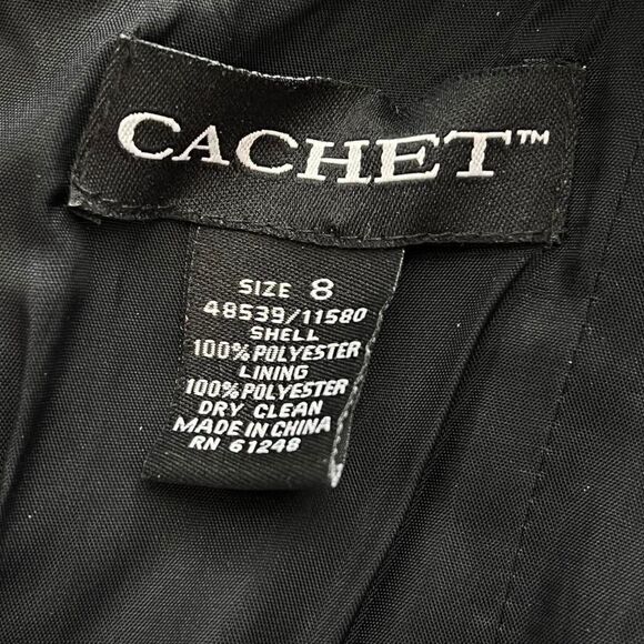 Cachet Black Ruffle Midi Dress – Size 8 (Fits Like 4, See Measurements) - Picture 6 of 6